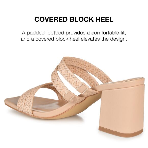 Journee Collection Women's Natia Open Square Toe Block Heel Sandals, Tan, 9M - Picture 2 of 4